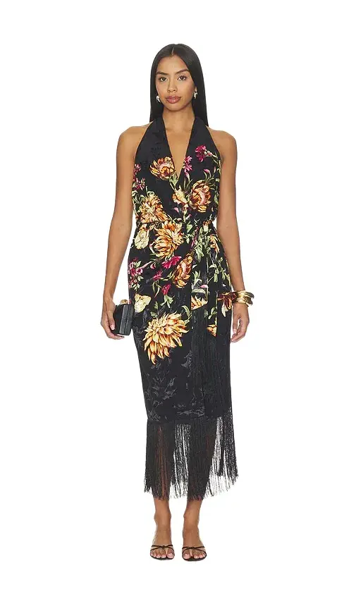 Hemant & Nandita Front Draped Midi Dress | Image 1 Hemant & Nandita Front Draped Midi Dress | Image 1