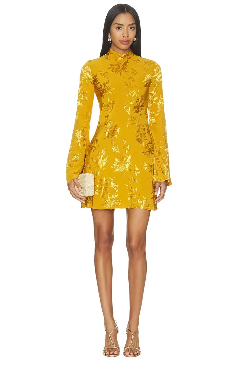 Biased Mini Dress With Mock Neck