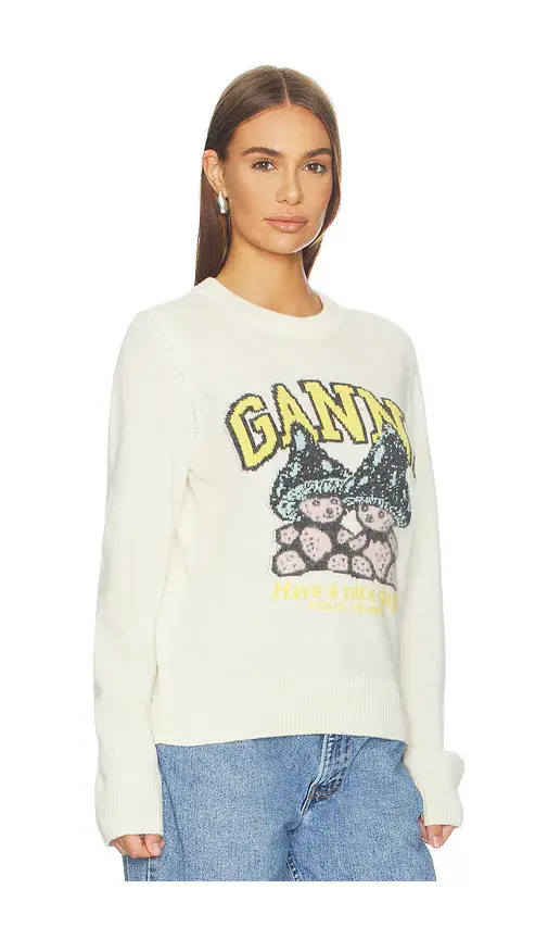 Ganni Mushroom Teddy Wool Sweater | Thumbnail 2 Ganni Mushroom Teddy Wool Sweater | Thumbnail 2