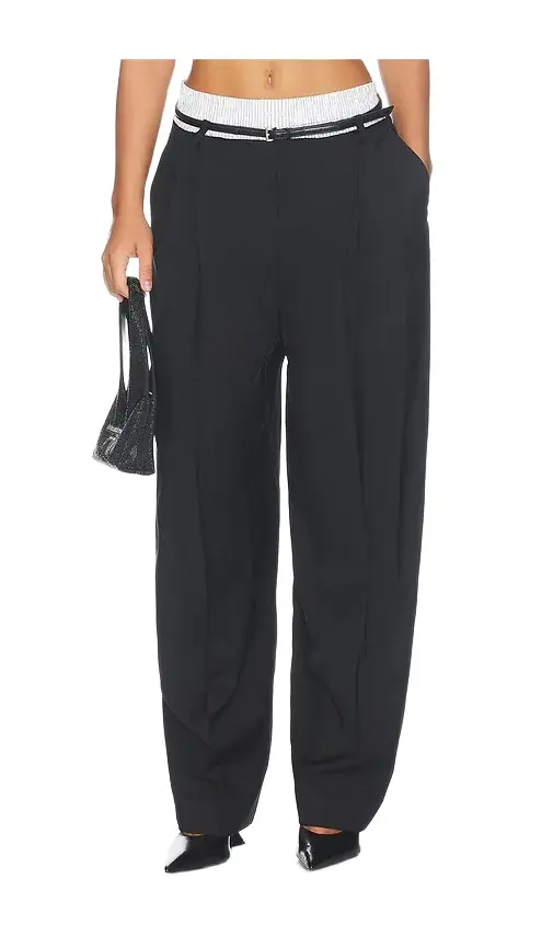 Alexander Wang Mid-Rise Belted Tailored Pant With Pre-styled Boxer | Image 1 Alexander Wang Mid-Rise Belted Tailored Pant With Pre-styled Boxer | Image 1