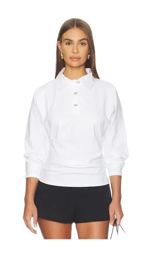 Ganni Heavy Stretch Jersey Draped Polo