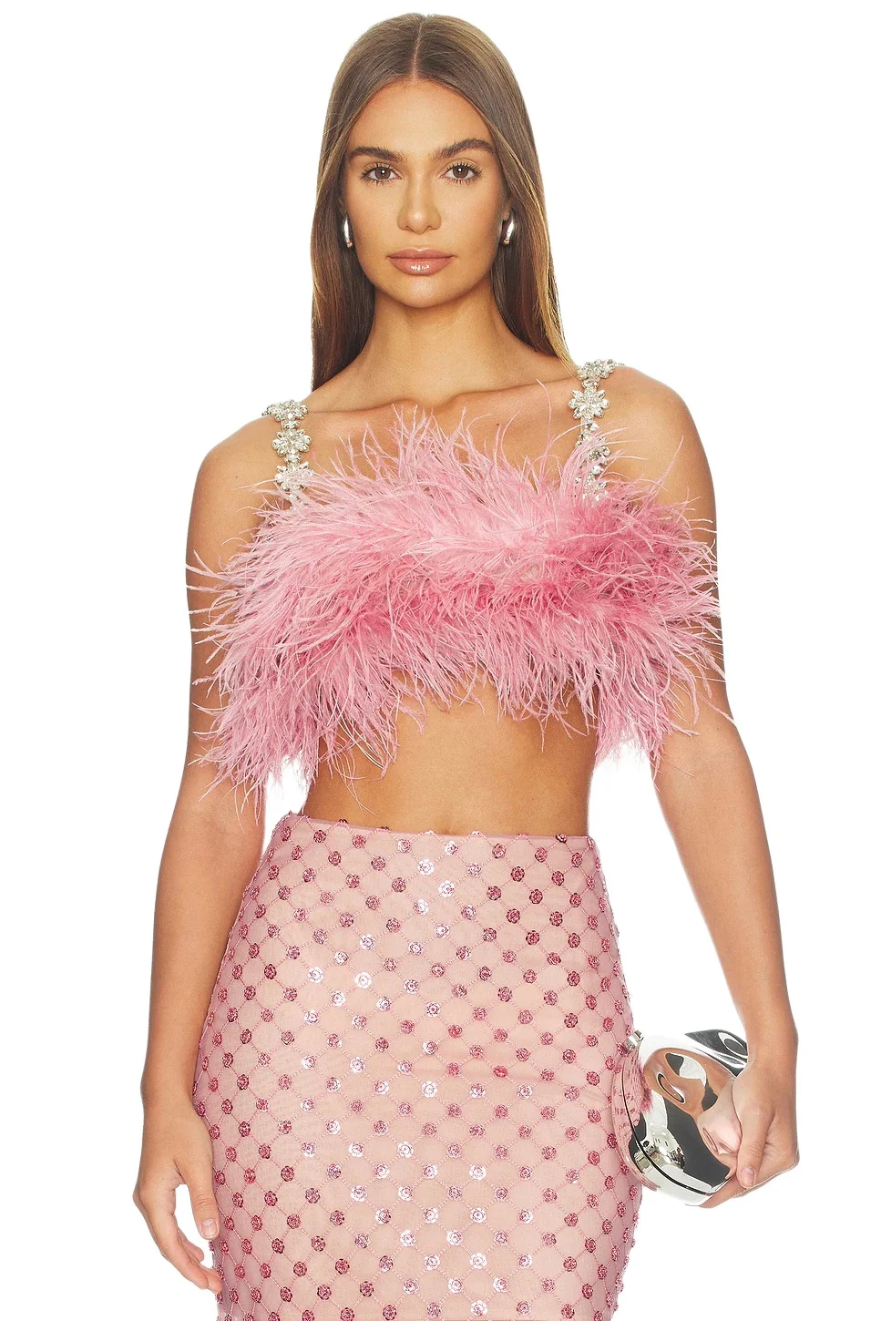 Bronx and Banco Madeline Diamond Feather Crop Top