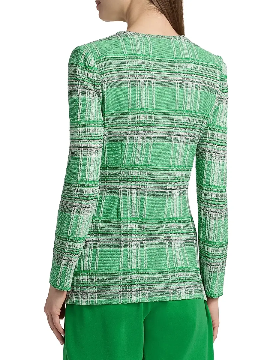 Misook Women's Tailored Crochet Plaid Blazer | Thumbnail 5 Misook Women's Tailored Crochet Plaid Blazer | Thumbnail 5