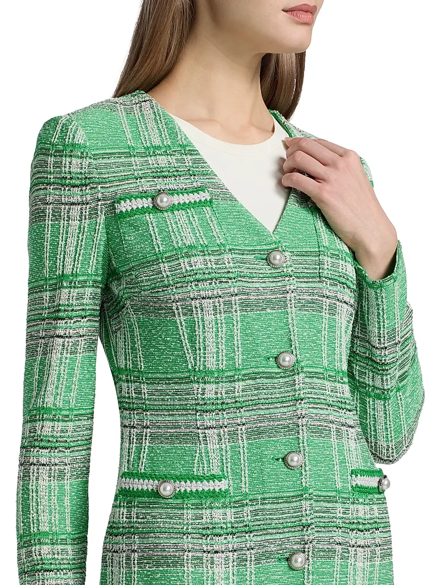 Misook Women's Tailored Crochet Plaid Blazer | Thumbnail 6 Misook Women's Tailored Crochet Plaid Blazer | Thumbnail 6