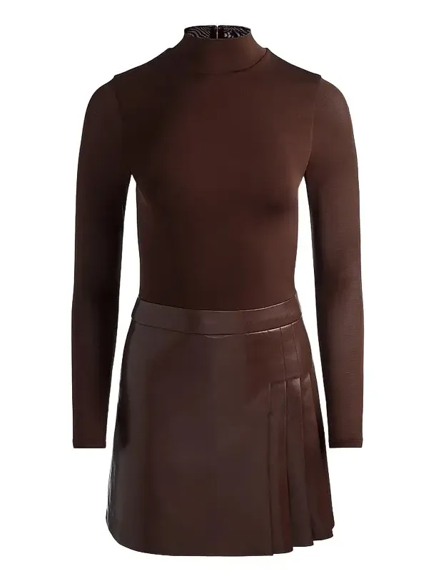Women's Chara Mixed-Media Pleated-Skirt Mini Dress Women's Chara Mixed-Media Pleated-Skirt Mini Dress