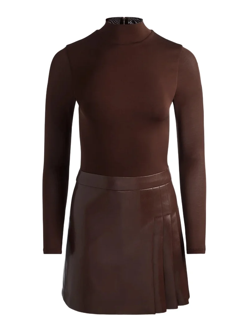Women's Chara Mixed-Media Pleated-Skirt Mini Dress Women's Chara Mixed-Media Pleated-Skirt Mini Dress