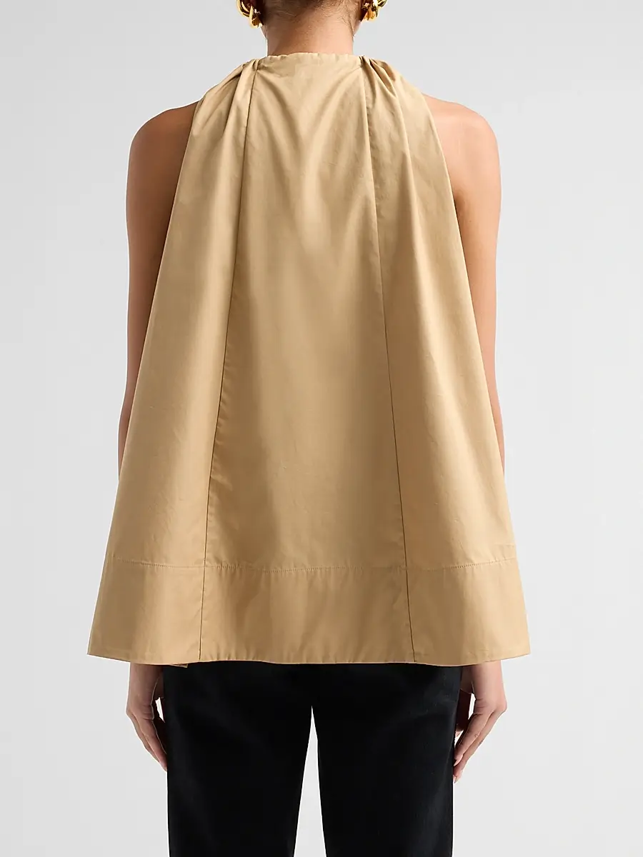 Co Women's Gathered High-Low Cotton Poplin Top | Thumbnail 3 Co Women's Gathered High-Low Cotton Poplin Top | Thumbnail 3
