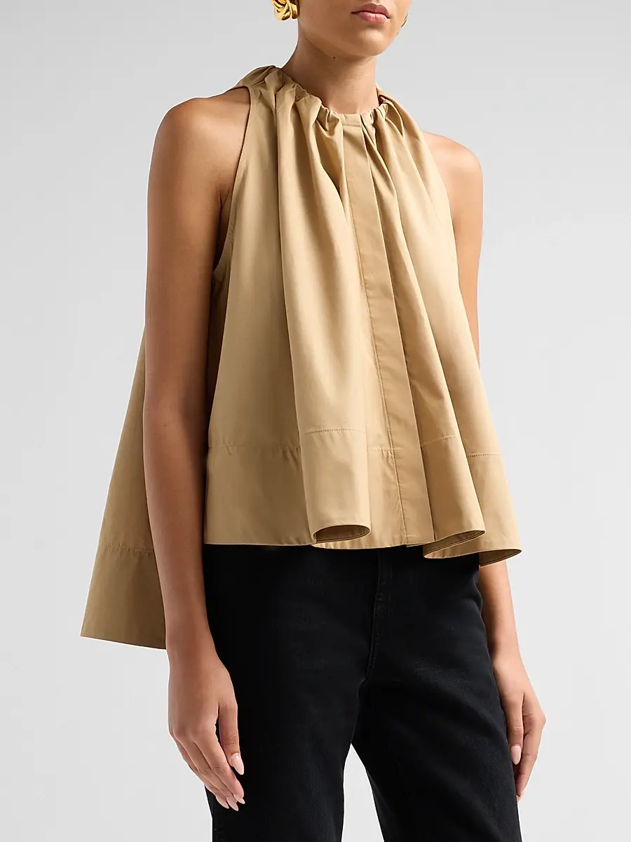 Co Women's Gathered High-Low Cotton Poplin Top | Thumbnail 4 Co Women's Gathered High-Low Cotton Poplin Top | Thumbnail 4