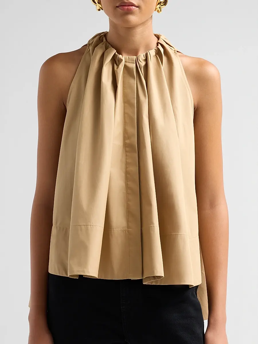 Co Women's Gathered High-Low Cotton Poplin Top | Thumbnail 5 Co Women's Gathered High-Low Cotton Poplin Top | Thumbnail 5
