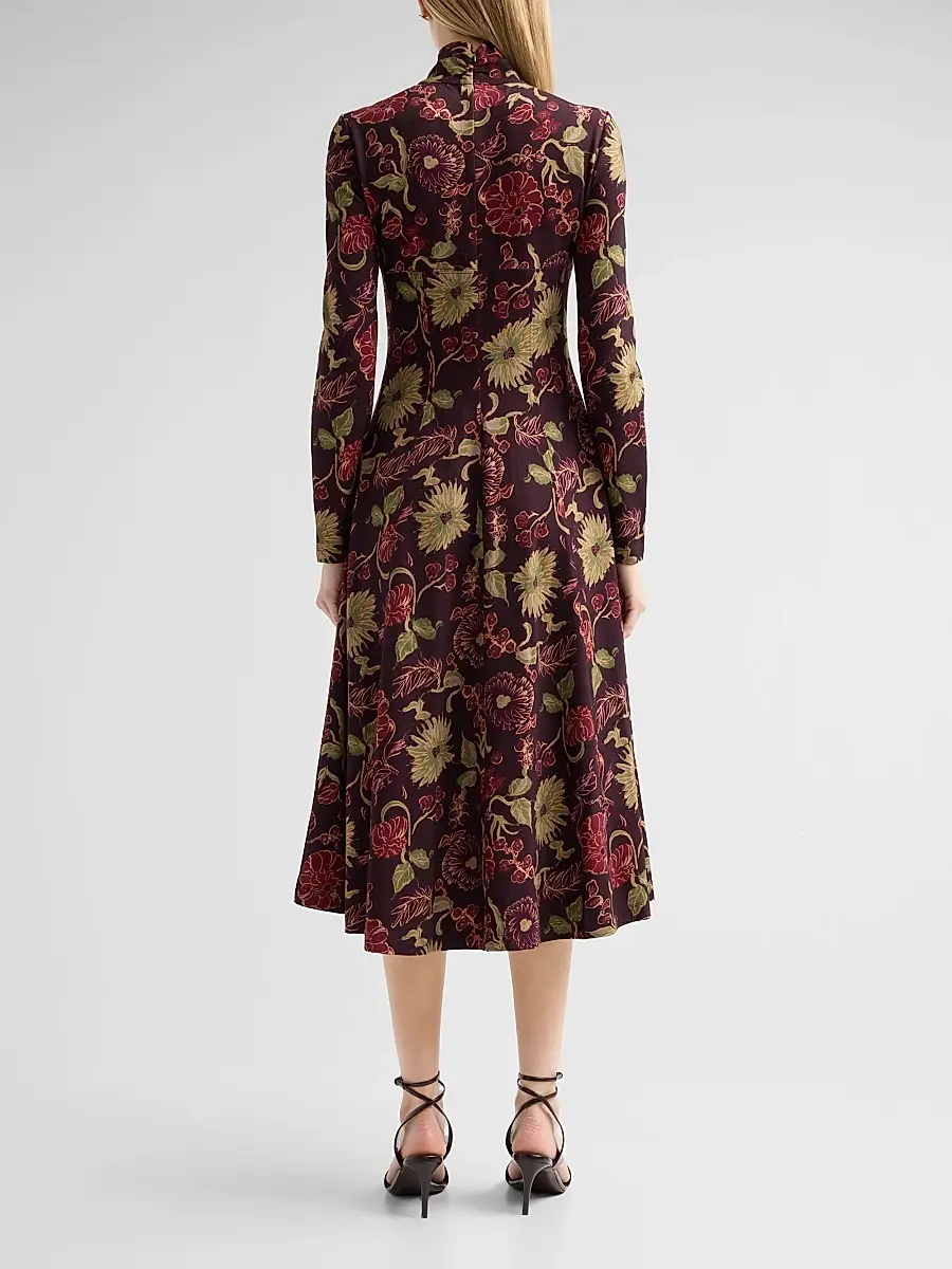 TANYA TAYLOR Women's Thea Floral A-Line Midi Dress | Thumbnail 3