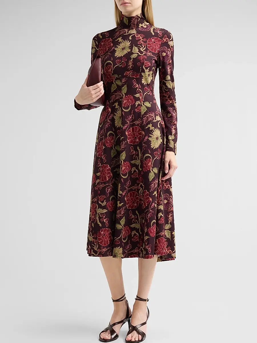 TANYA TAYLOR Women's Thea Floral A-Line Midi Dress | Thumbnail 4