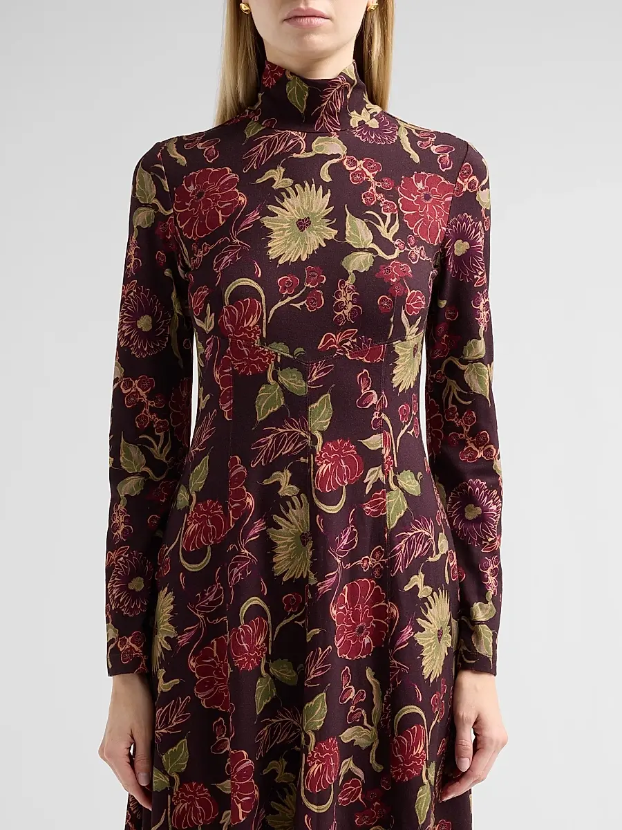 TANYA TAYLOR Women's Thea Floral A-Line Midi Dress | Thumbnail 5