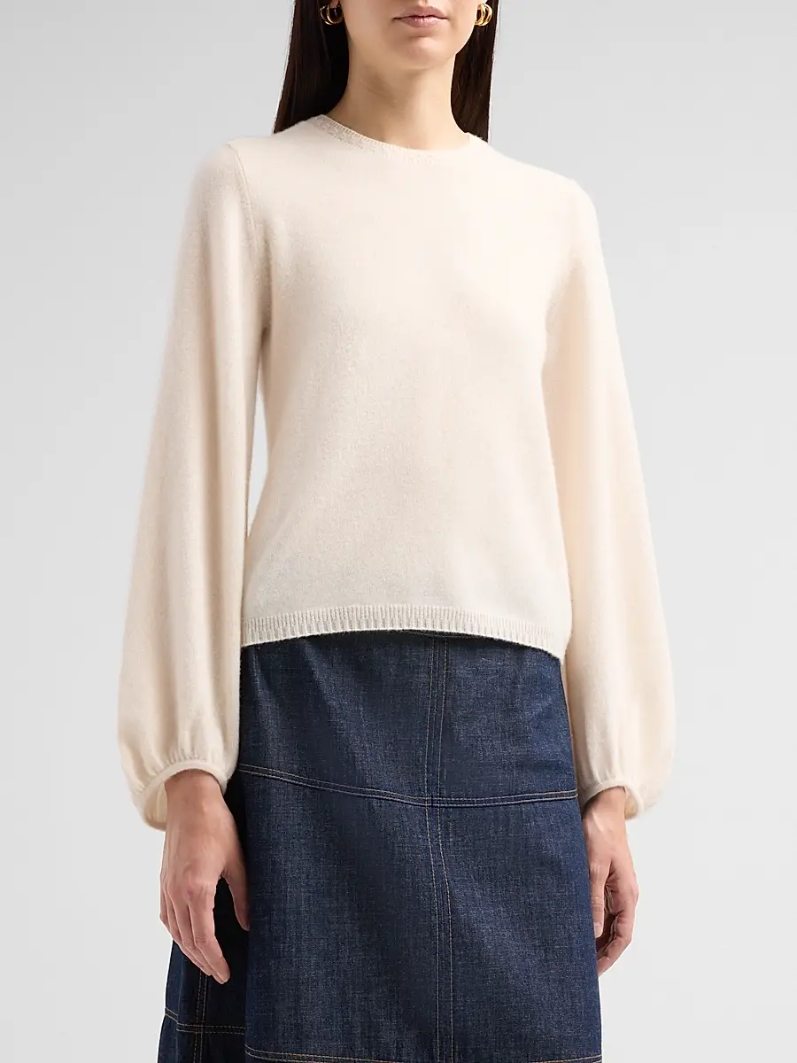 TANYA TAYLOR Women's Marina Cashmere Crewneck Sweater | Thumbnail 4