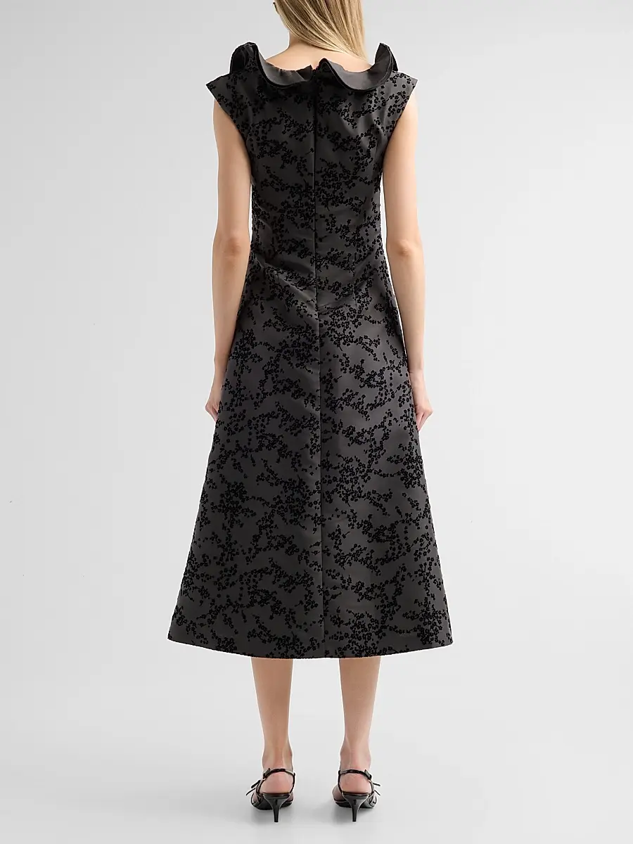Alberta Ferretti Women's Flocked Floral Radzmir Midi Dress | Thumbnail 3 Alberta Ferretti Women's Flocked Floral Radzmir Midi Dress | Thumbnail 3