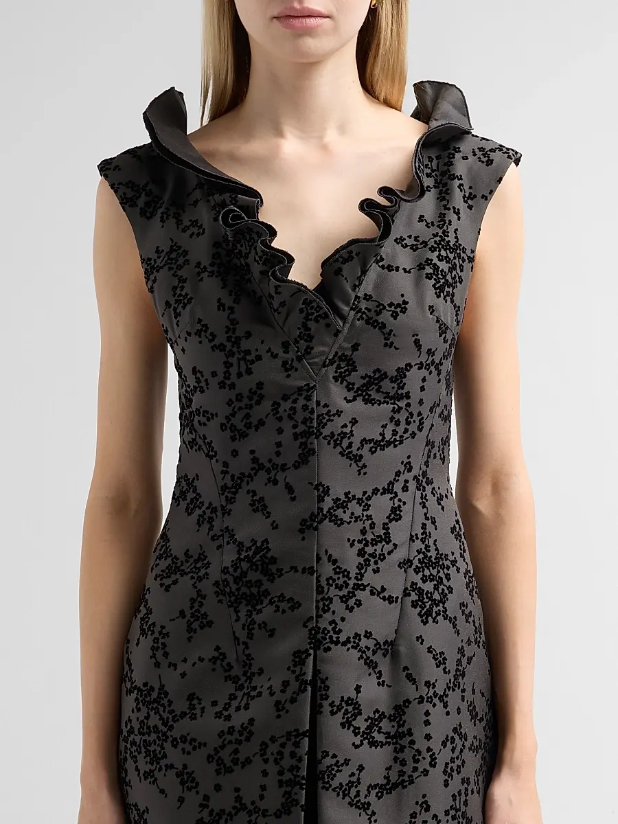 Alberta Ferretti Women's Flocked Floral Radzmir Midi Dress | Thumbnail 5 Alberta Ferretti Women's Flocked Floral Radzmir Midi Dress | Thumbnail 5