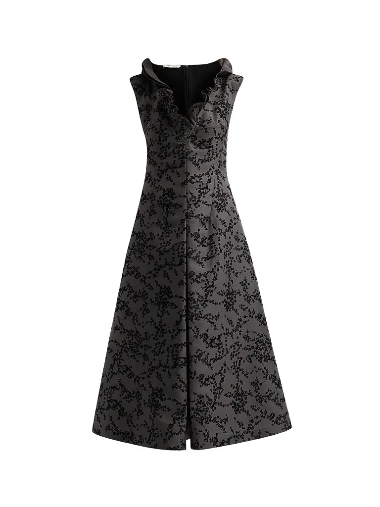 Alberta Ferretti Women's Flocked Floral Radzmir Midi Dress - Multi Grey | Image 1 Alberta Ferretti Women's Flocked Floral Radzmir Midi Dress - Multi Grey | Image 1