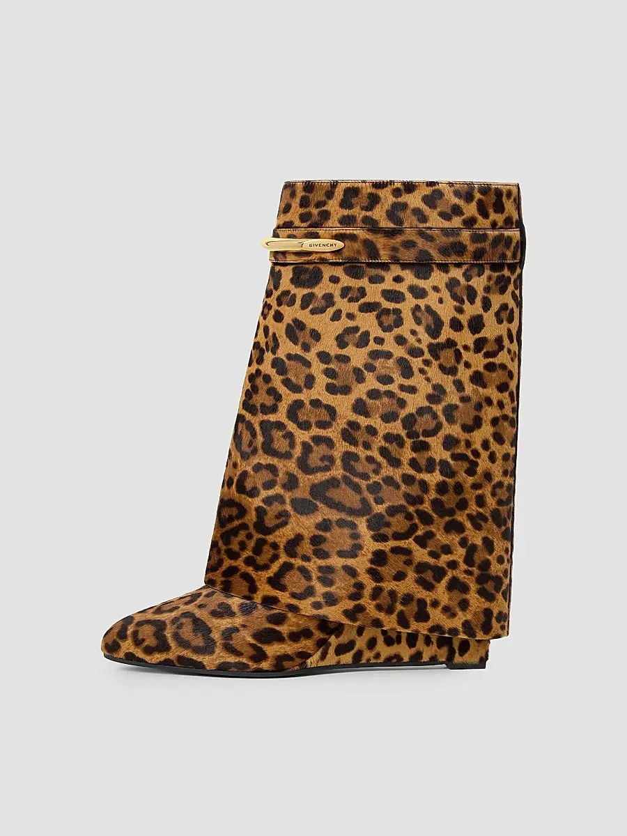 Givenchy Women's Shark Pinch Ankle Boots in Leopard Pony-Effect Leather | Thumbnail 3