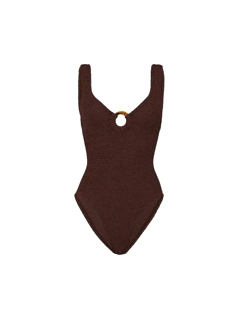 Hunza G Women's Celine Metallic One-Piece Swimsuit - Metallic Chocolate | Image 1 Hunza G Women's Celine Metallic One-Piece Swimsuit - Metallic Chocolate | Image 1