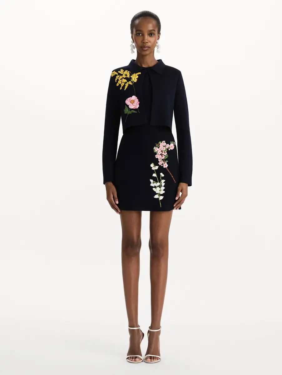Oscar de la Renta Mixed Botanical Cropped Jacket | Thumbnail 3 Oscar de la Renta Mixed Botanical Cropped Jacket | Thumbnail 3