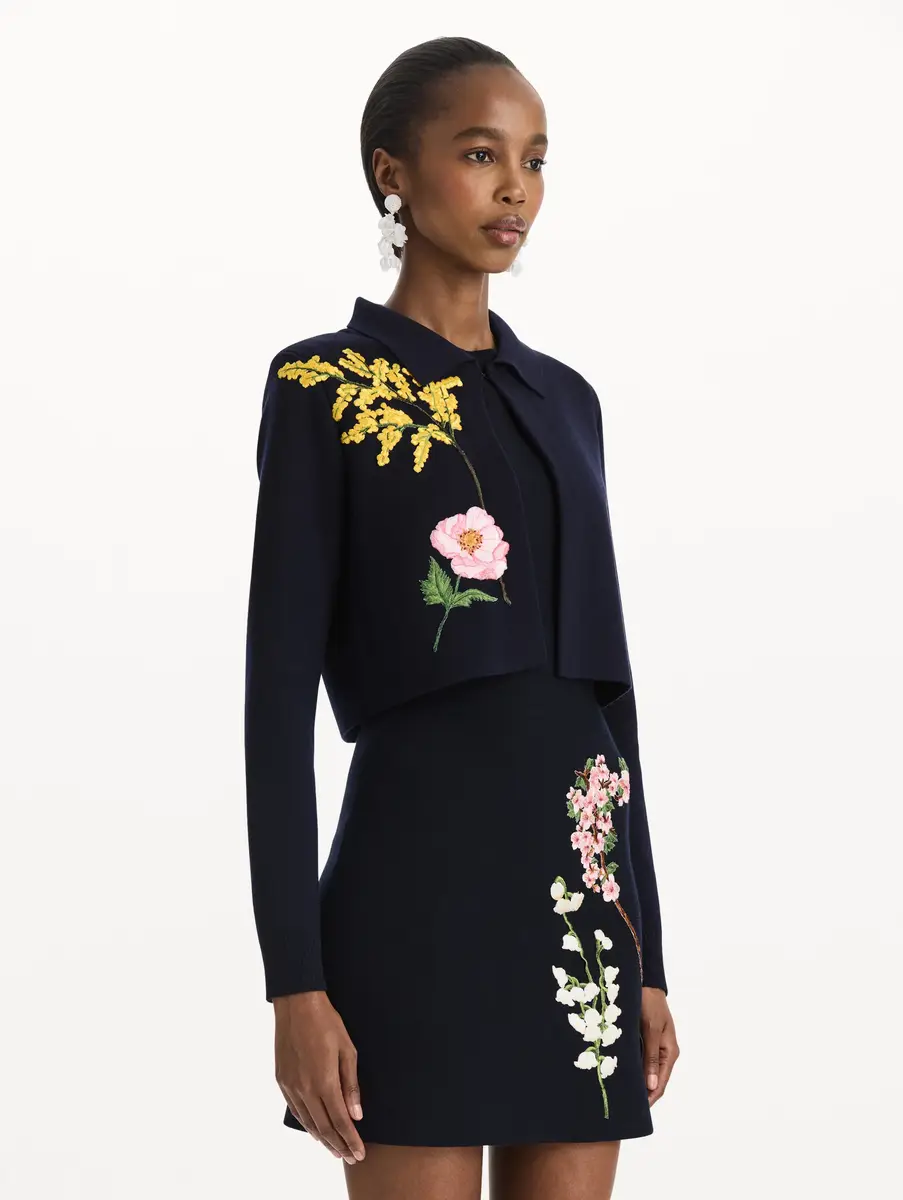 Oscar de la Renta Mixed Botanical Cropped Jacket | Thumbnail 4 Oscar de la Renta Mixed Botanical Cropped Jacket | Thumbnail 4