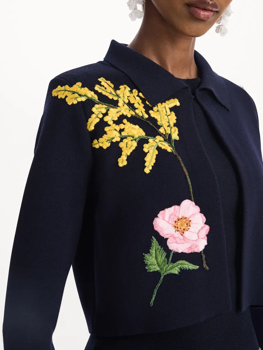 Oscar de la Renta Mixed Botanical Cropped Jacket | Thumbnail 5 Oscar de la Renta Mixed Botanical Cropped Jacket | Thumbnail 5