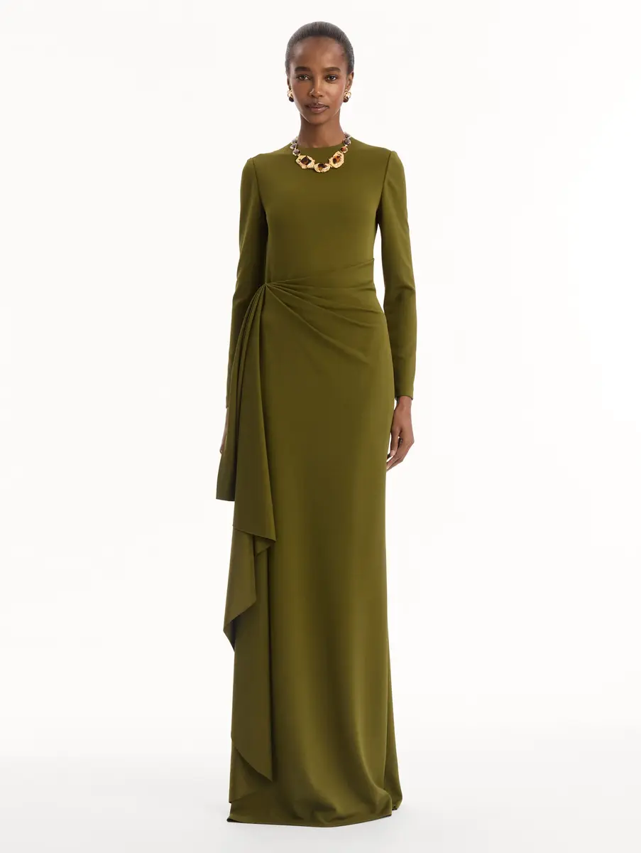 Oscar de la Renta Drape-Detail Jersey Gown | Thumbnail 2 Oscar de la Renta Drape-Detail Jersey Gown | Thumbnail 2