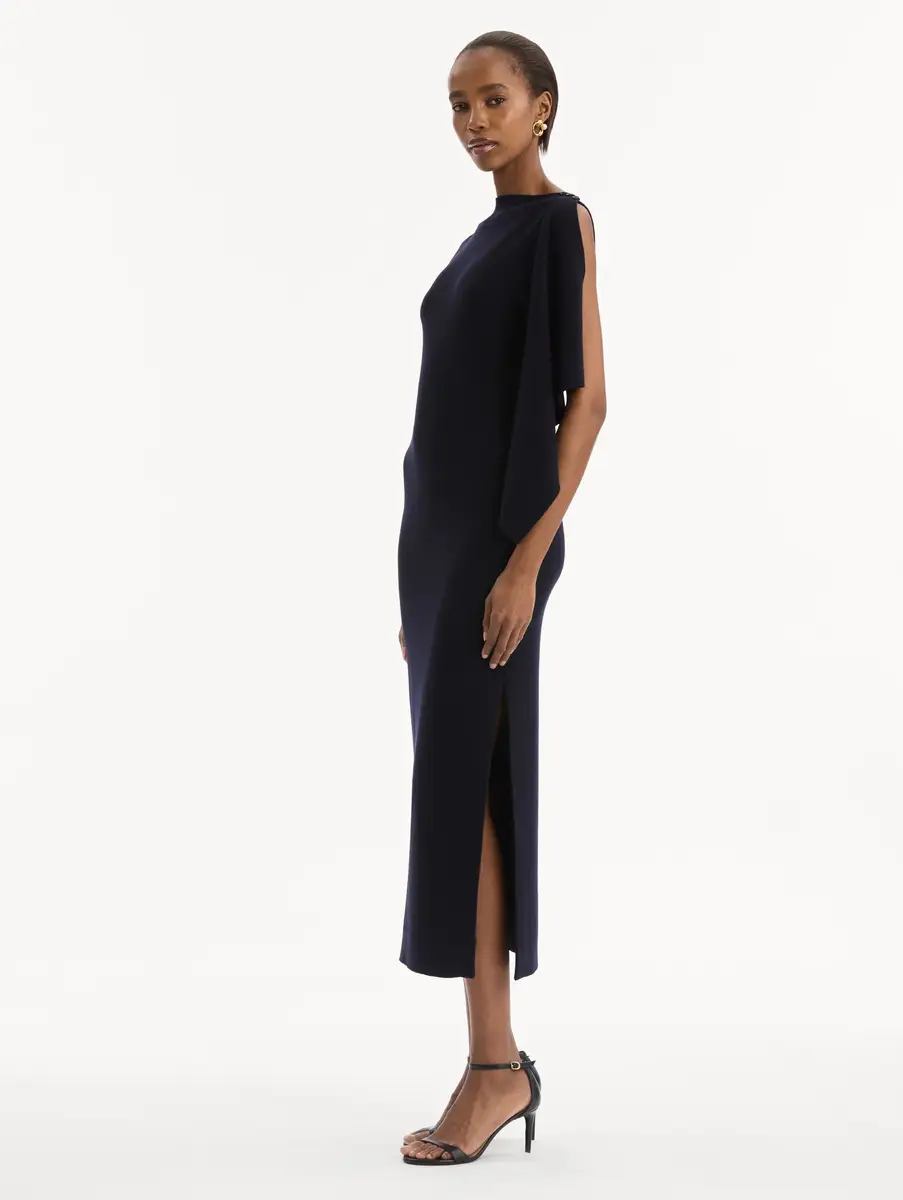 Oscar de la Renta Hibiscus Brooch Knit Dress | Thumbnail 4