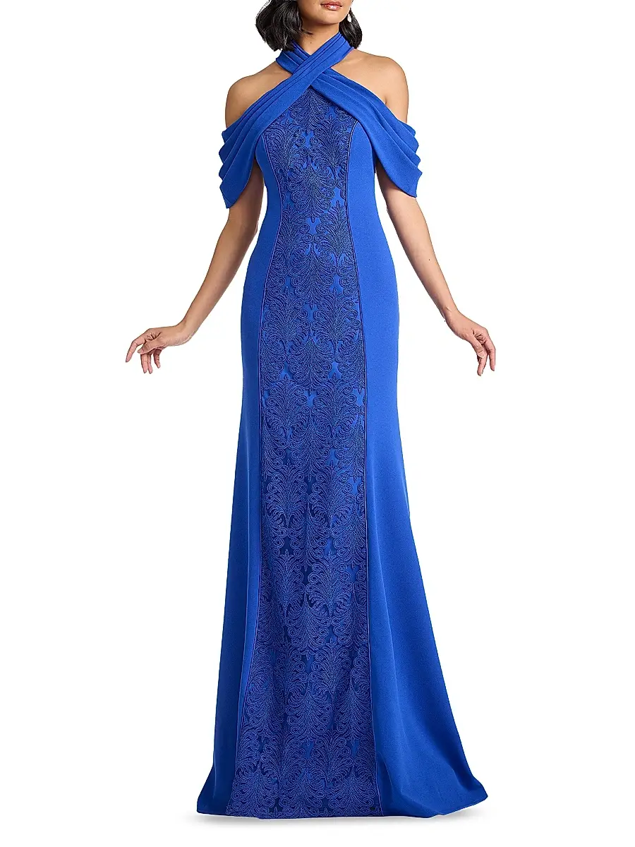 Tadashi Shoji Women's Cold-Shoulder Corded Lace Gown | Thumbnail 3 Tadashi Shoji Women's Cold-Shoulder Corded Lace Gown | Thumbnail 3