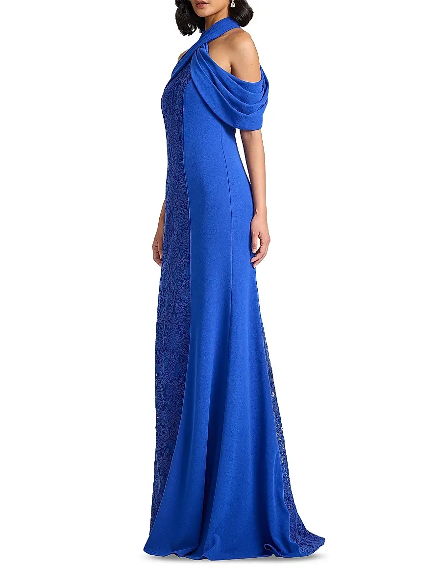 Tadashi Shoji Women's Cold-Shoulder Corded Lace Gown | Thumbnail 4 Tadashi Shoji Women's Cold-Shoulder Corded Lace Gown | Thumbnail 4
