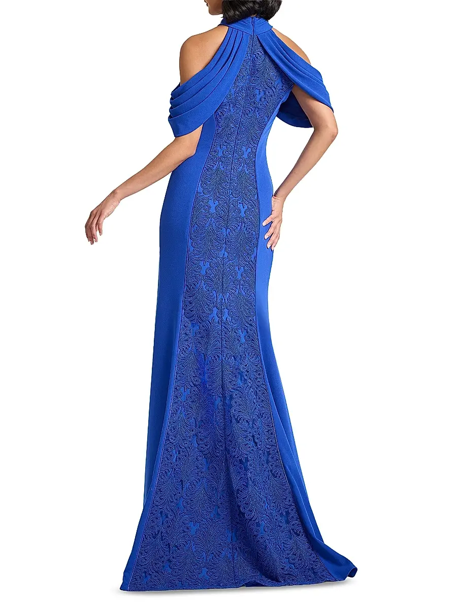 Tadashi Shoji Women's Cold-Shoulder Corded Lace Gown | Thumbnail 5 Tadashi Shoji Women's Cold-Shoulder Corded Lace Gown | Thumbnail 5