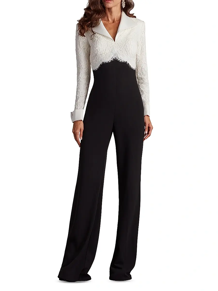 Tadashi Shoji Women's Lace-Crepe Jumpsuit | Thumbnail 2 Tadashi Shoji Women's Lace-Crepe Jumpsuit | Thumbnail 2