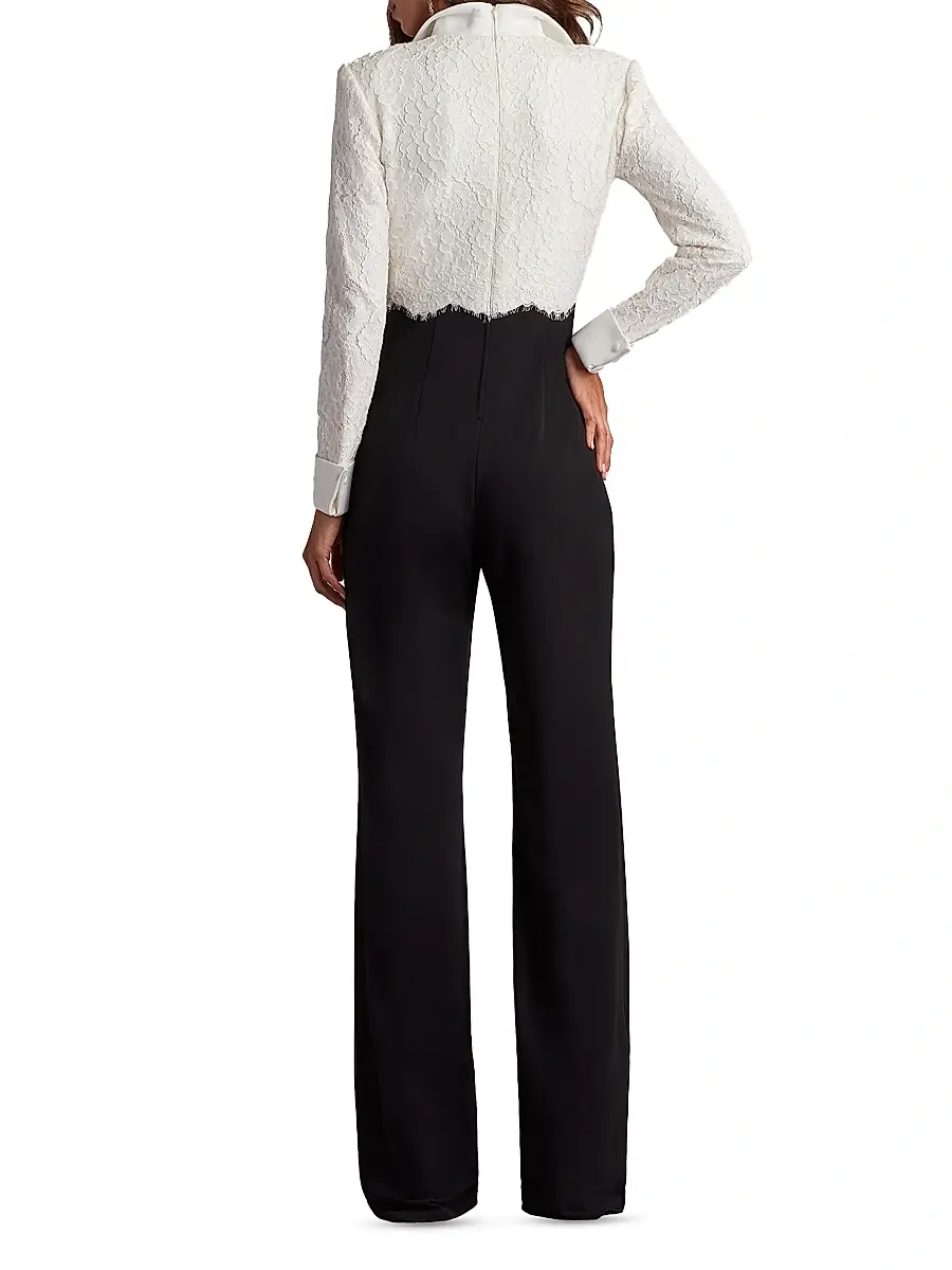 Tadashi Shoji Women's Lace-Crepe Jumpsuit | Thumbnail 4 Tadashi Shoji Women's Lace-Crepe Jumpsuit | Thumbnail 4