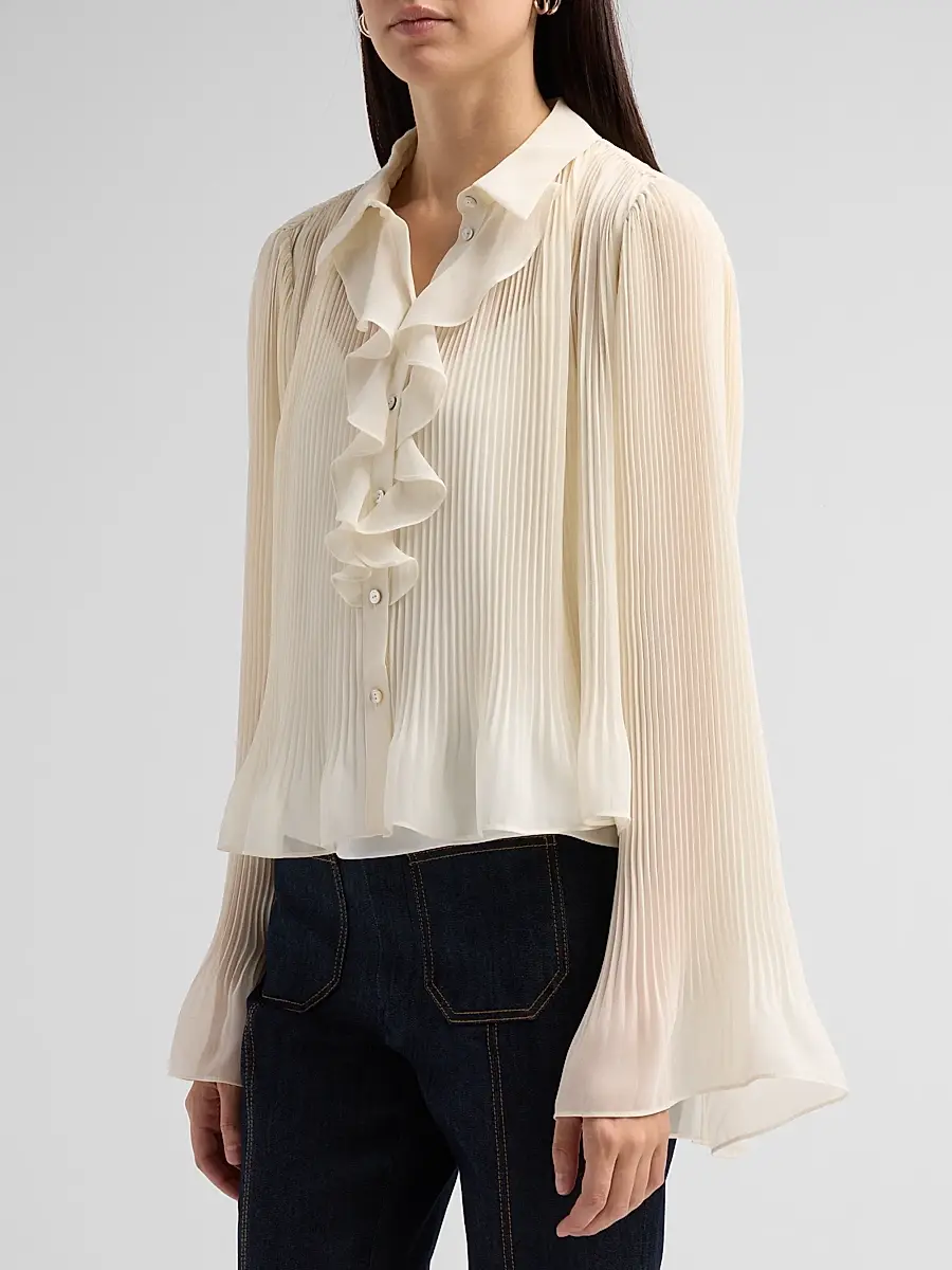 Cinq à Sept Women's Aleyna Pleated Ruffled Blouse | Thumbnail 4