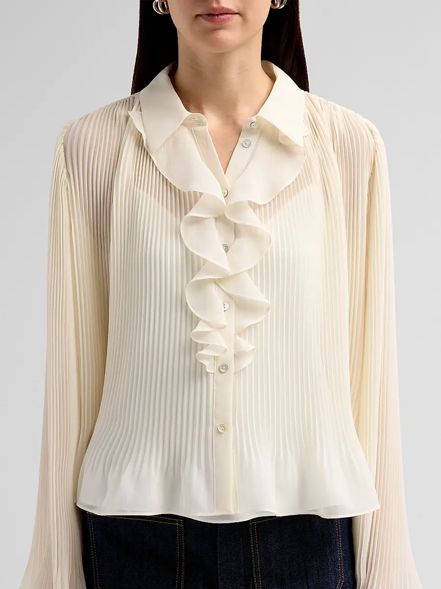 Cinq à Sept Women's Aleyna Pleated Ruffled Blouse | Thumbnail 5