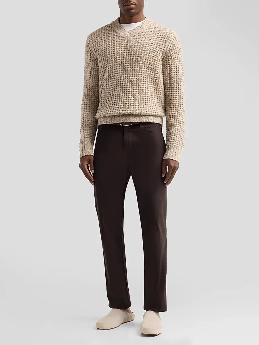 Vince Men's Waffle Donegal V-Neck Sweater | Thumbnail 2 Vince Men's Waffle Donegal V-Neck Sweater | Thumbnail 2
