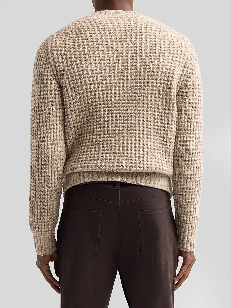 Vince Men's Waffle Donegal V-Neck Sweater | Thumbnail 3 Vince Men's Waffle Donegal V-Neck Sweater | Thumbnail 3