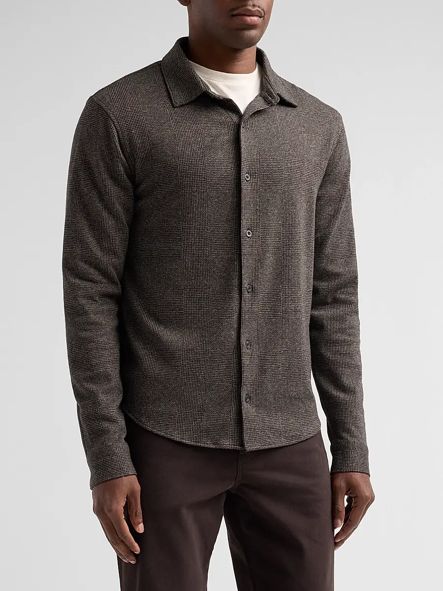 Vince Men's Glend Plaid Cotton-Blend Shirt | Thumbnail 4 Vince Men's Glend Plaid Cotton-Blend Shirt | Thumbnail 4