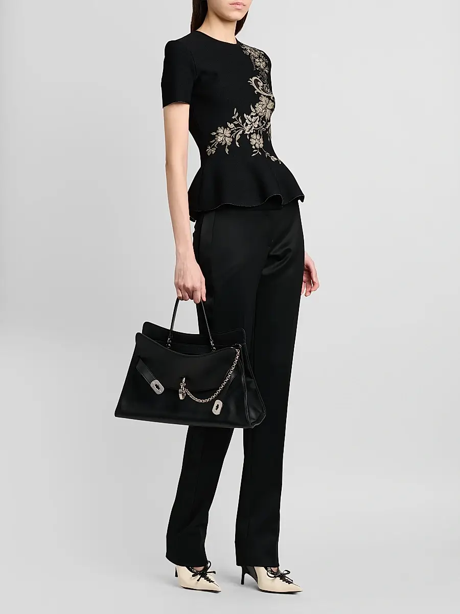 Alexander McQueen Women's Locke Leather Top Handle Bag | Thumbnail 2 Alexander McQueen Women's Locke Leather Top Handle Bag | Thumbnail 2