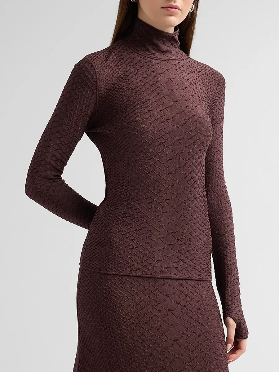 Adam Lippes Women's Sitara Python-Embossed Jacquard Top | Thumbnail 4
