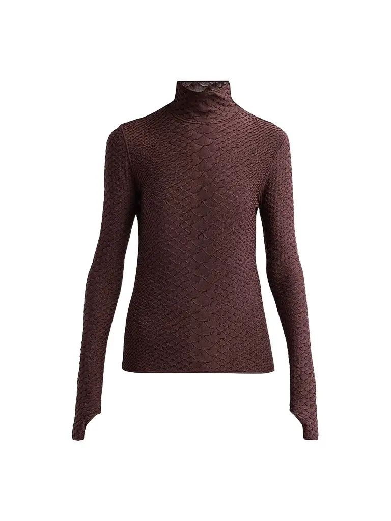 Adam Lippes Women's Sitara Python-Embossed Jacquard Top - Espresso | Image 1 Adam Lippes Women's Sitara Python-Embossed Jacquard Top - Espresso | Image 1