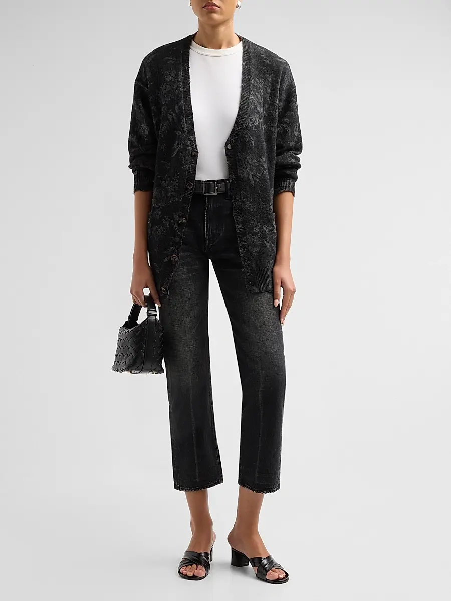 R13 Women's Floral Wool Boyfriend Cardigan | Thumbnail 2 R13 Women's Floral Wool Boyfriend Cardigan | Thumbnail 2