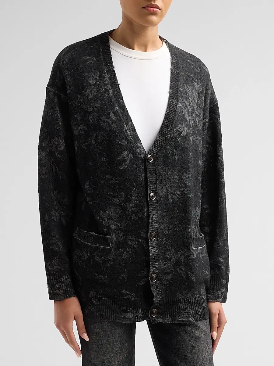 R13 Women's Floral Wool Boyfriend Cardigan | Thumbnail 4 R13 Women's Floral Wool Boyfriend Cardigan | Thumbnail 4