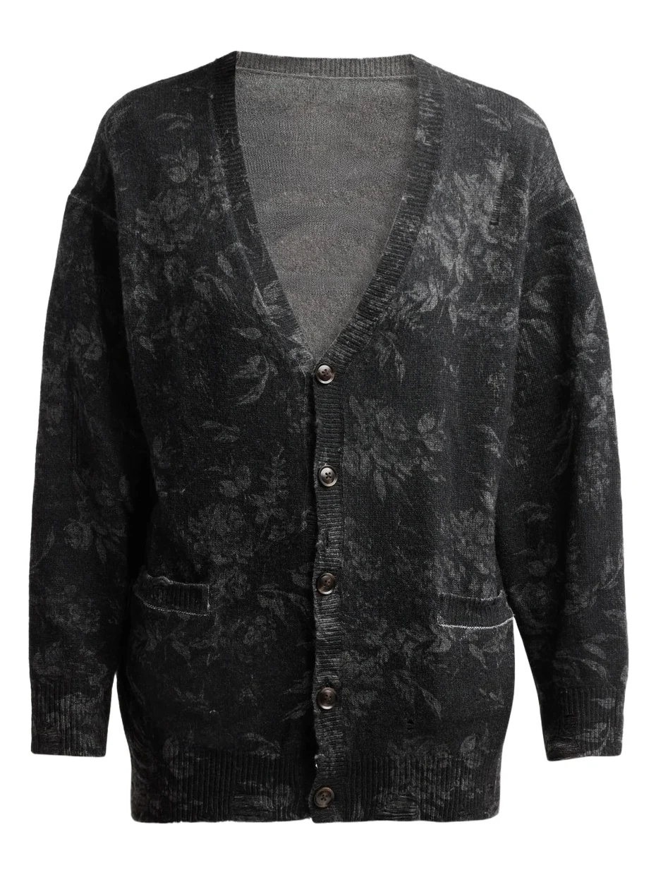 Women's Floral Wool Boyfriend Cardigan