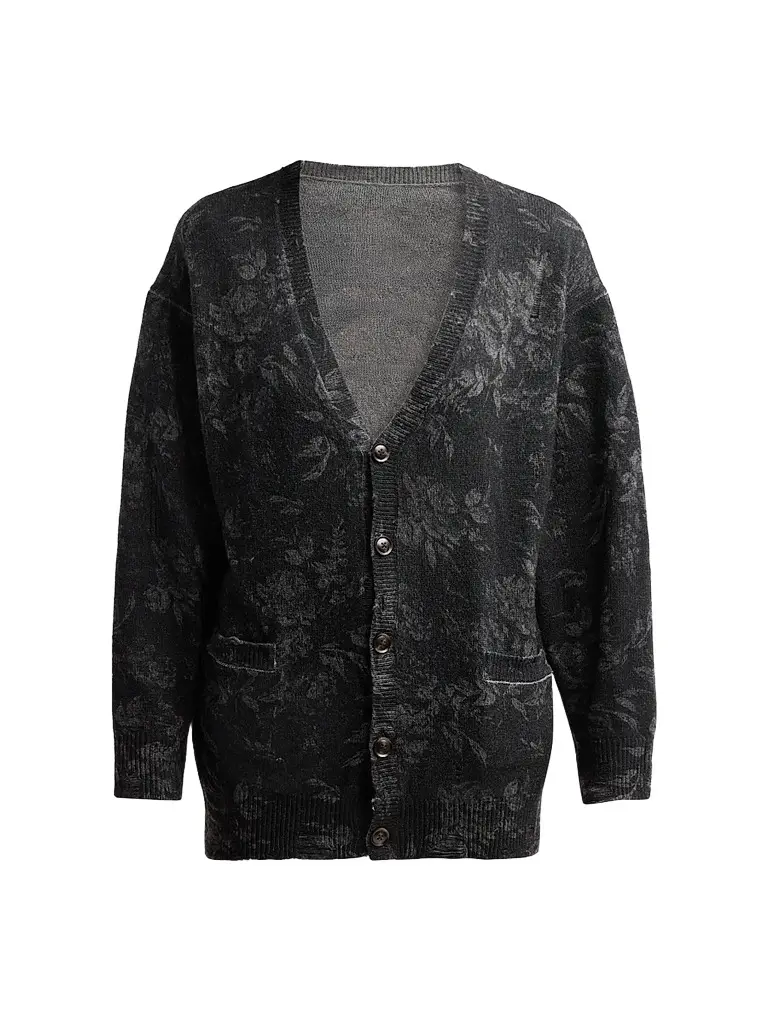 Women's Floral Wool Boyfriend Cardigan