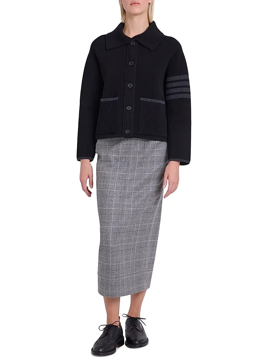 Thom Browne Women's 4-Bar Stripe Cotton Pique Hybrid Polo Jacket | Thumbnail 2