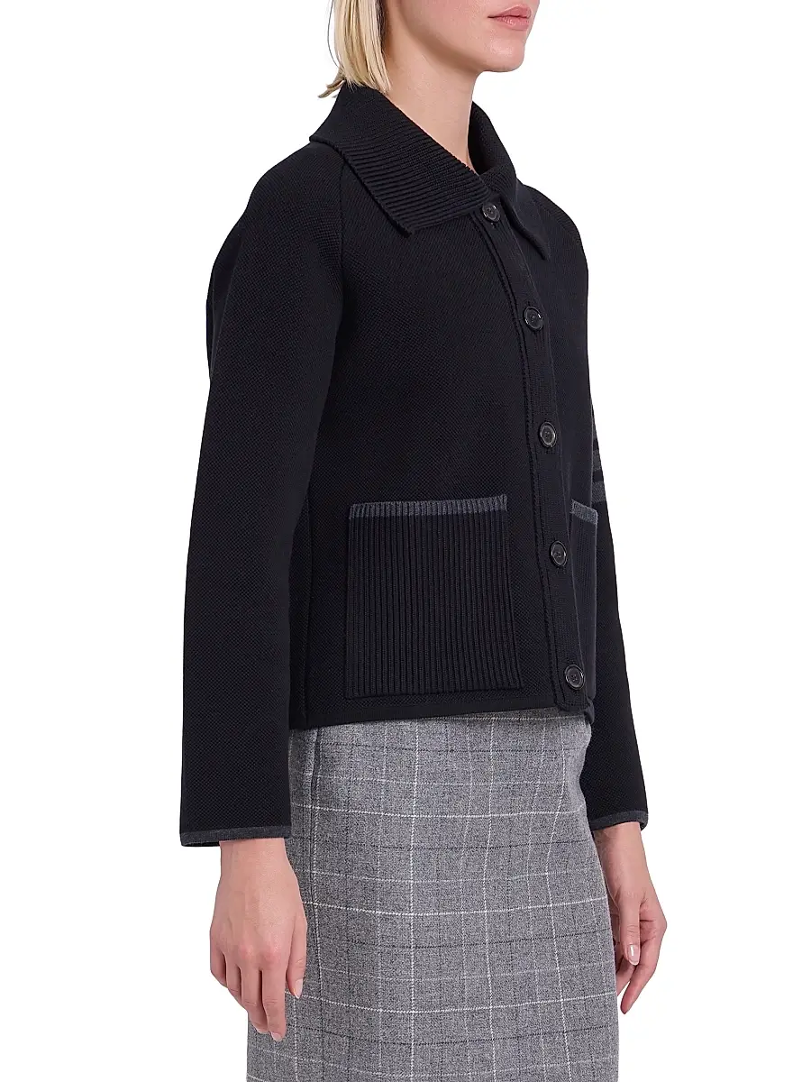 Thom Browne Women's 4-Bar Stripe Cotton Pique Hybrid Polo Jacket | Thumbnail 4