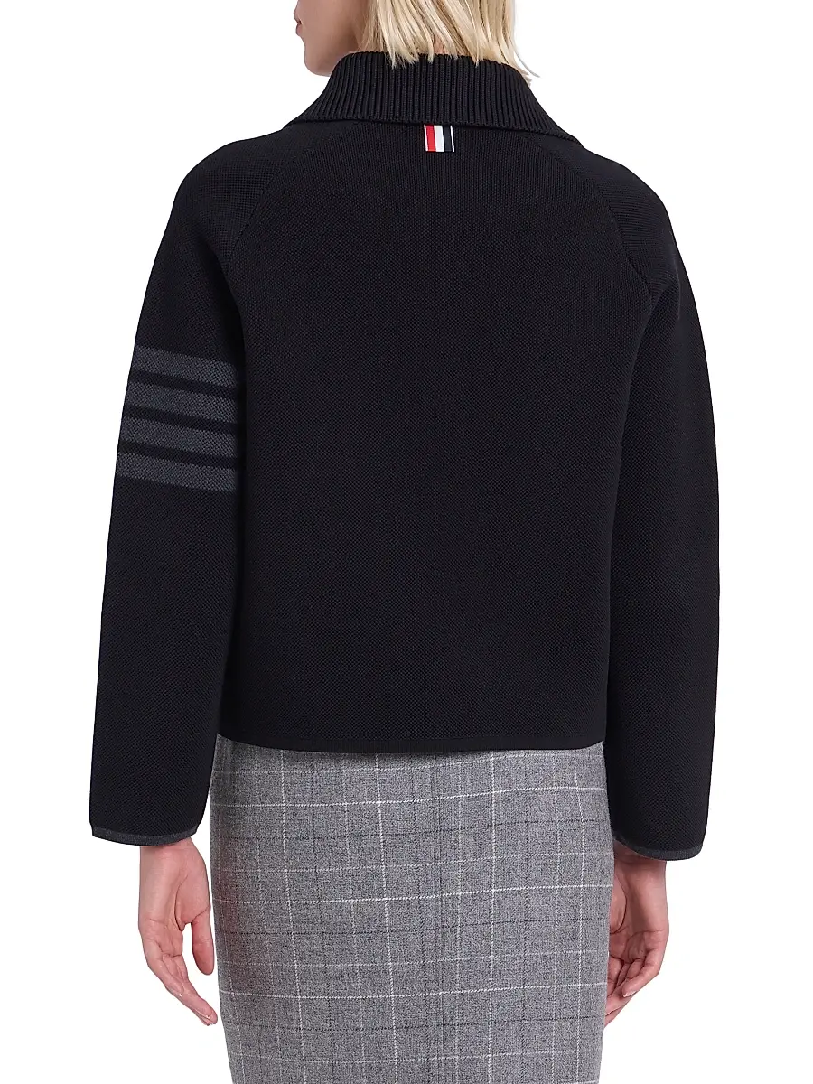 Thom Browne Women's 4-Bar Stripe Cotton Pique Hybrid Polo Jacket | Thumbnail 5
