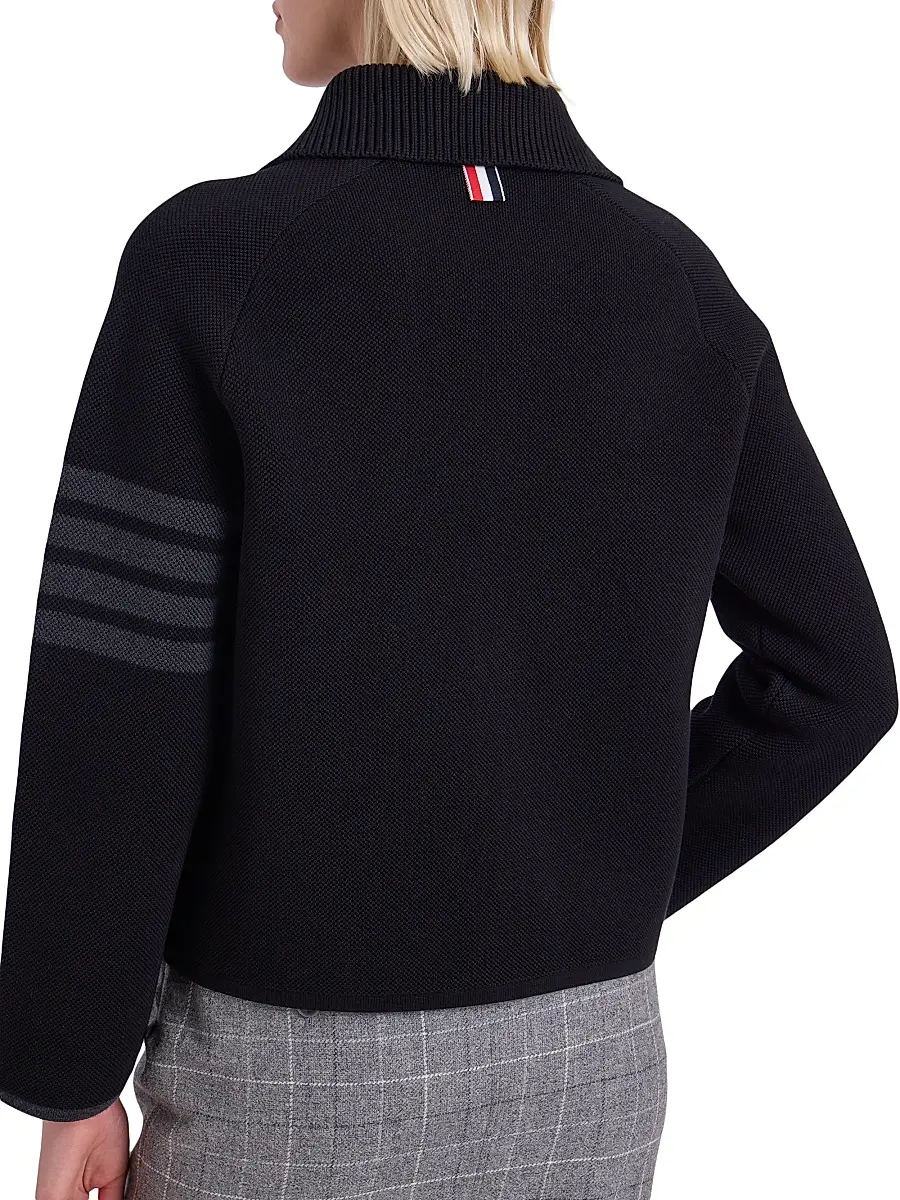 Thom Browne Women's 4-Bar Stripe Cotton Pique Hybrid Polo Jacket | Thumbnail 6