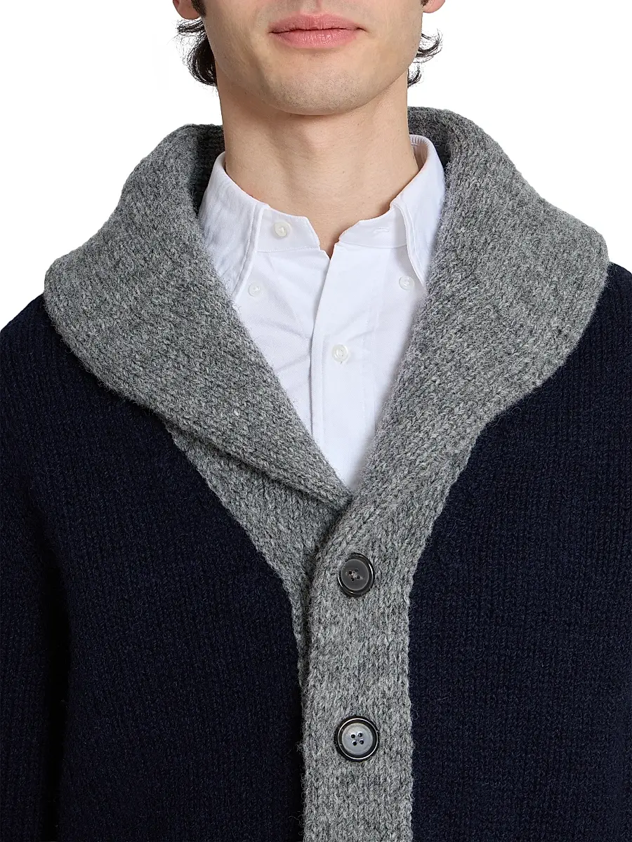 Thom Browne Men's Browne 65 Intarsia-Knit Irish Wool Cardigan | Thumbnail 6