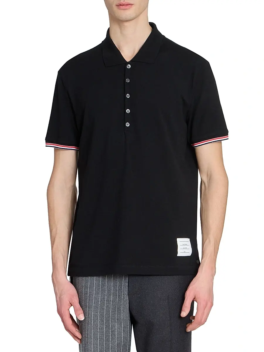 Thom Browne Men's RWB Tipping Wool Jersey Polo Shirt | Thumbnail 3 Thom Browne Men's RWB Tipping Wool Jersey Polo Shirt | Thumbnail 3